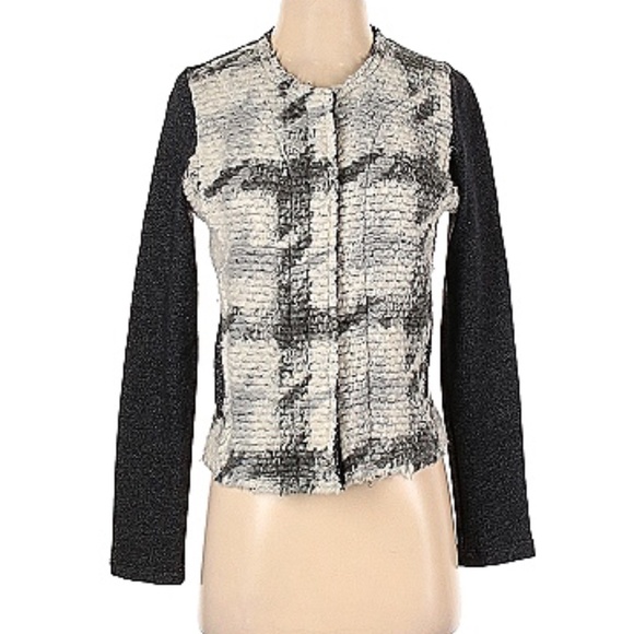 Anthropologie Zip up Sweater heavy knit panel sz L - Picture 9 of 10